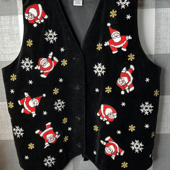 VTG Black Petite Woman’s Santa velvet Vest - Picture 2 of 5